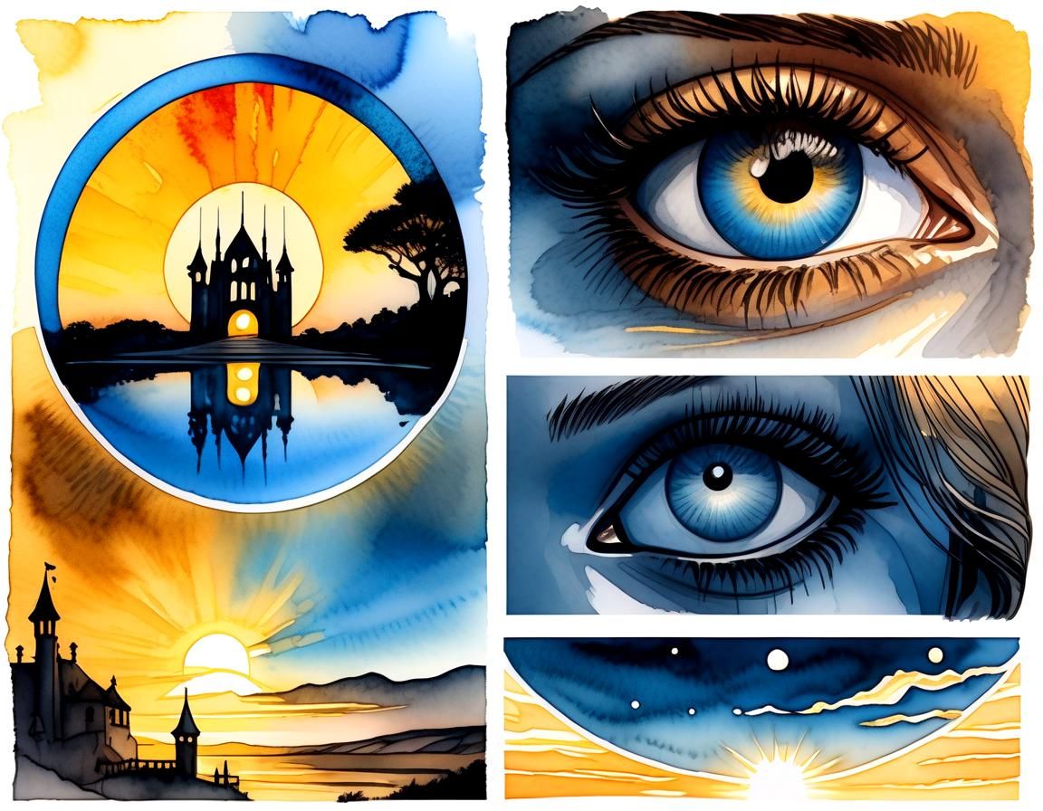 Surreal Gothic Fantasy in Metallic Watercolour