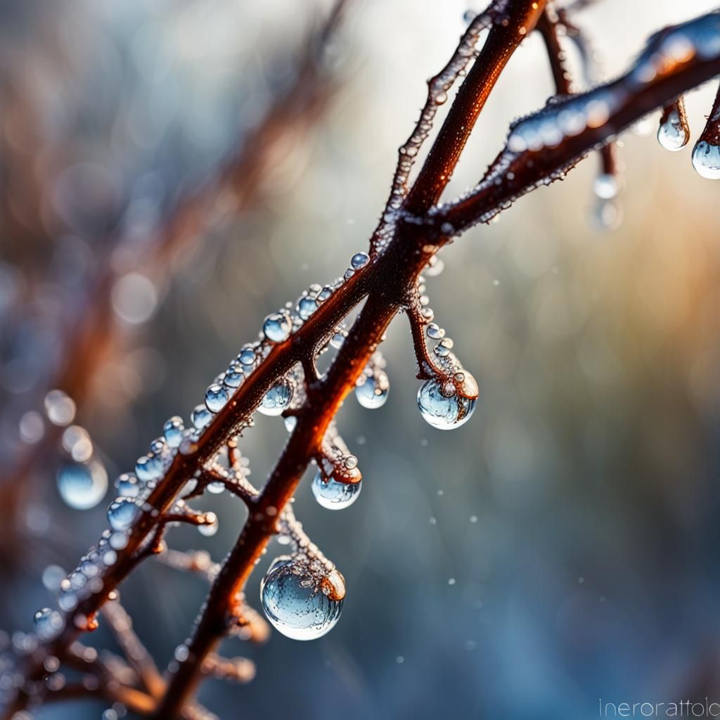 Icy Twigs: Macro Photography of Winter Freezing Rain