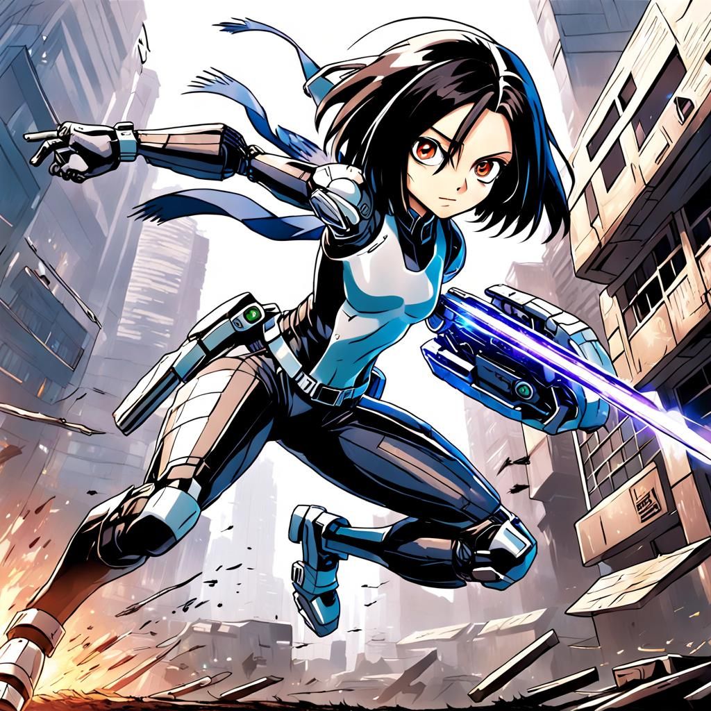 Alita Battle Angel in Anime Key Visual Style