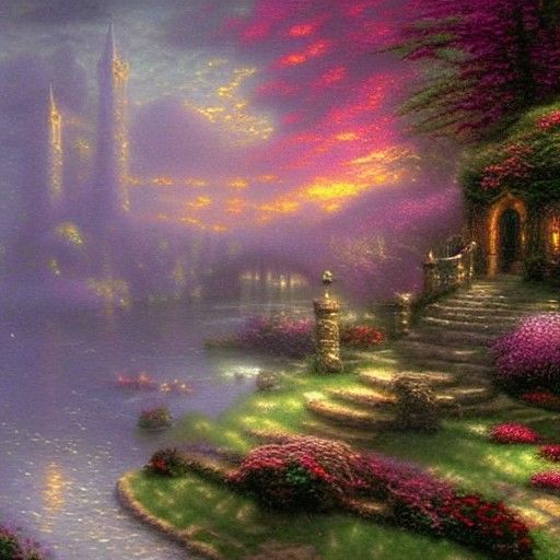 Ethereal Eyes in a Misty Fantasy Landscape