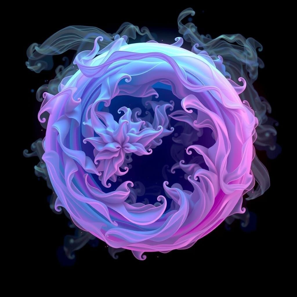 Pastel Yin Yang Circle with Intricate Smoke Details