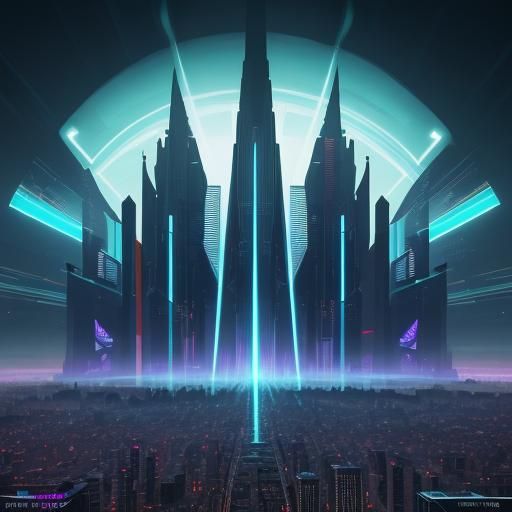 Futuristic Cityscape in Pop Art Style