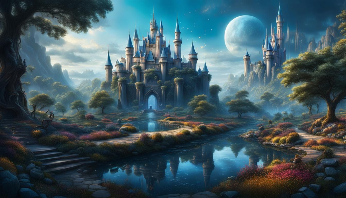 Fantastical Landscape of Cinderella's Dreams, Detailed Matte...