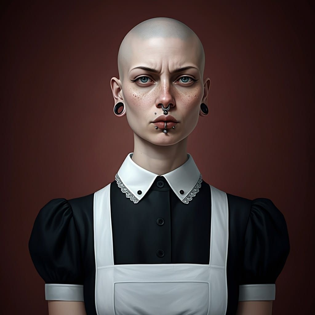 Cyberpunk-Inspired 1950s Maid in a Futuristic World