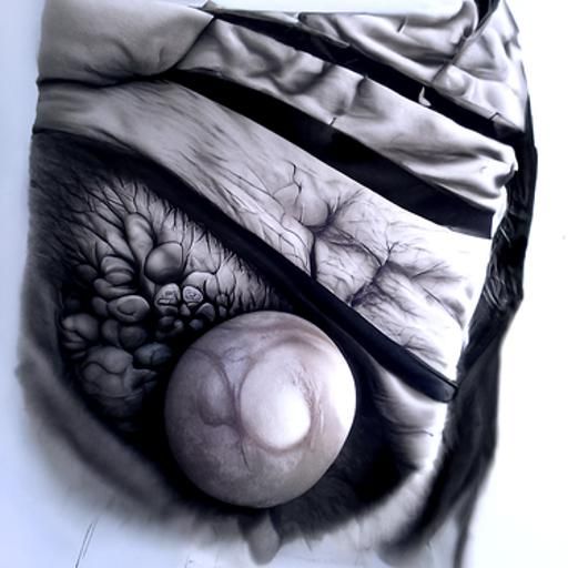 Hyperdetailed Charcoal Drawing of Lower Abdomen