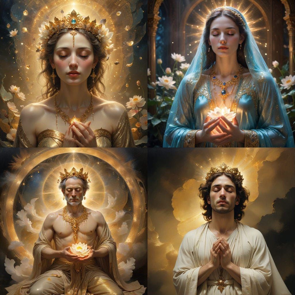 A Woman Surrenders to the Divine Mother in a Radiant, Ethere...