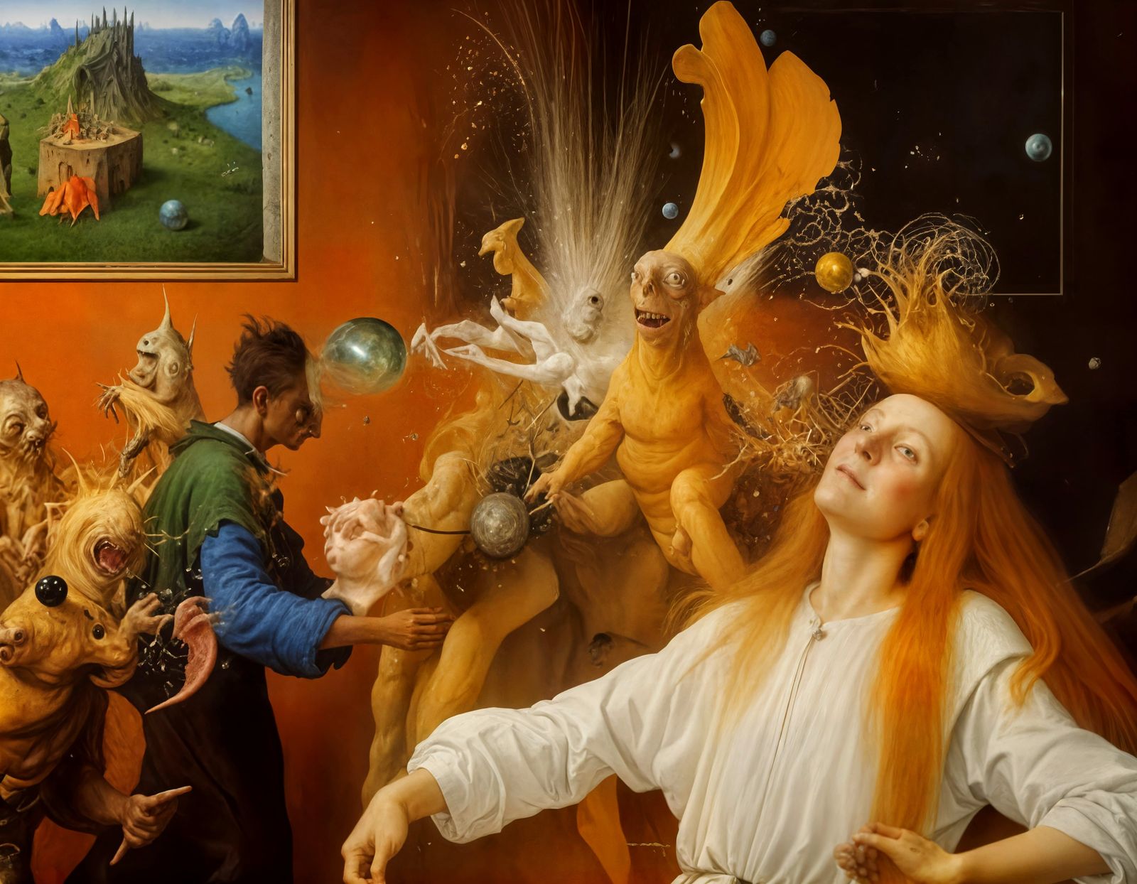 She's having a Peak Experience - what she sees in her visions, becomes real in the house - for a while...