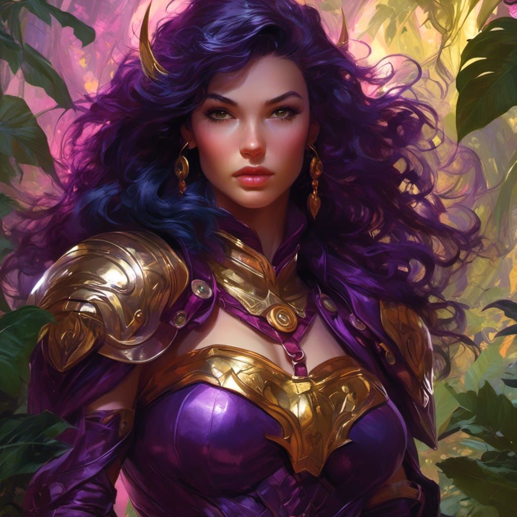 Fantasy Female Pit Fighter in Jungle Concept Art