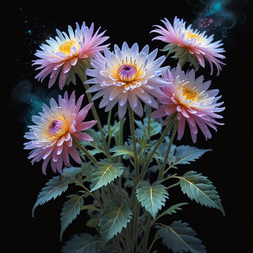 Pastel Rainbow Asters in Ethereal Glow