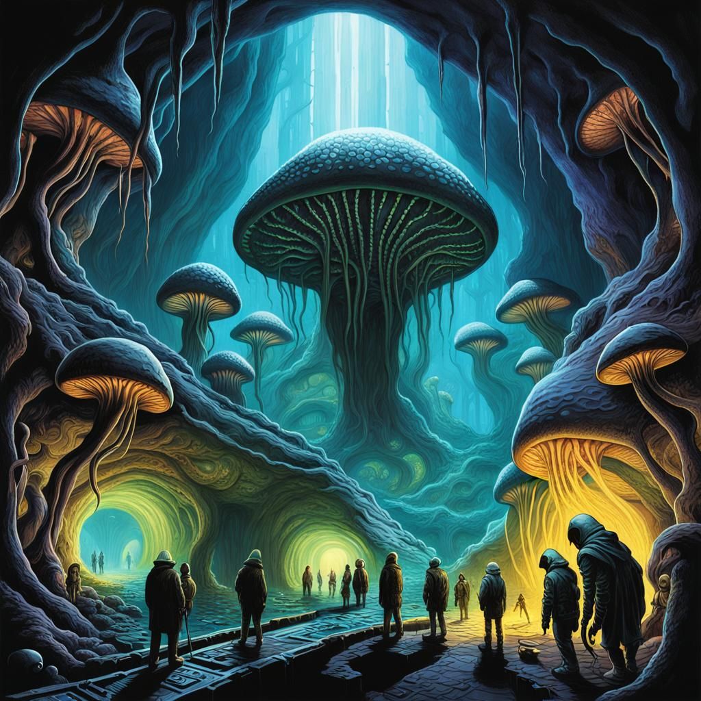 Mole People Interact with Creatures in Glowing Caves