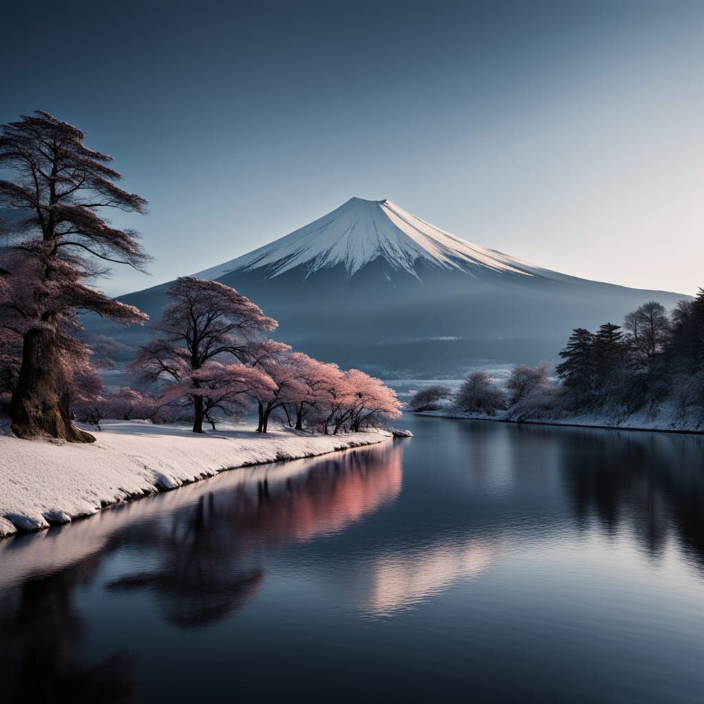 Serenely Lit Mount Fuji at Dawn