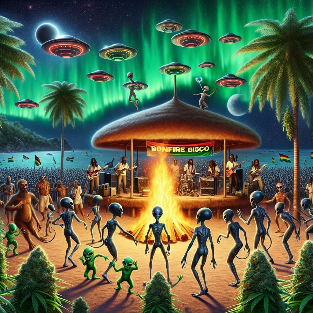 Extraterrestrial Beach Bonfire Dance Party