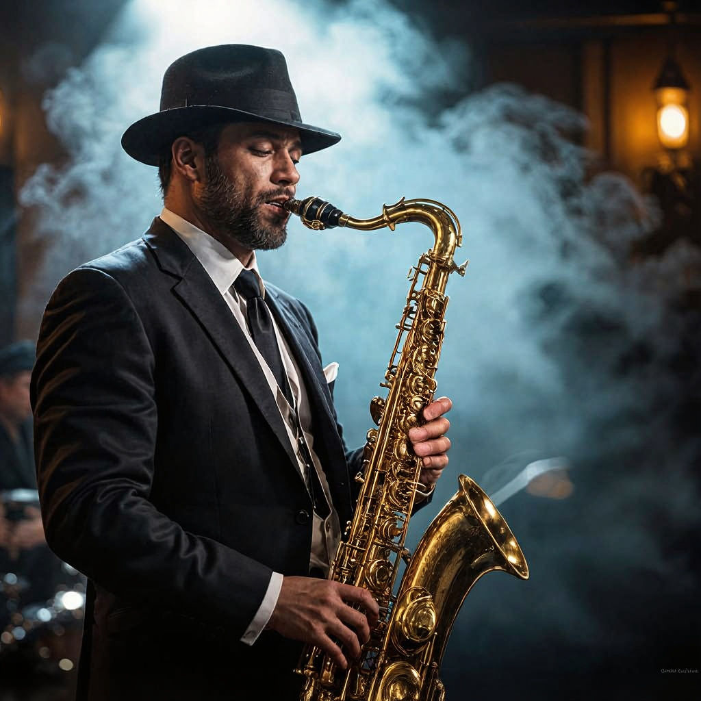 Jazz Musician in Film Noir Style