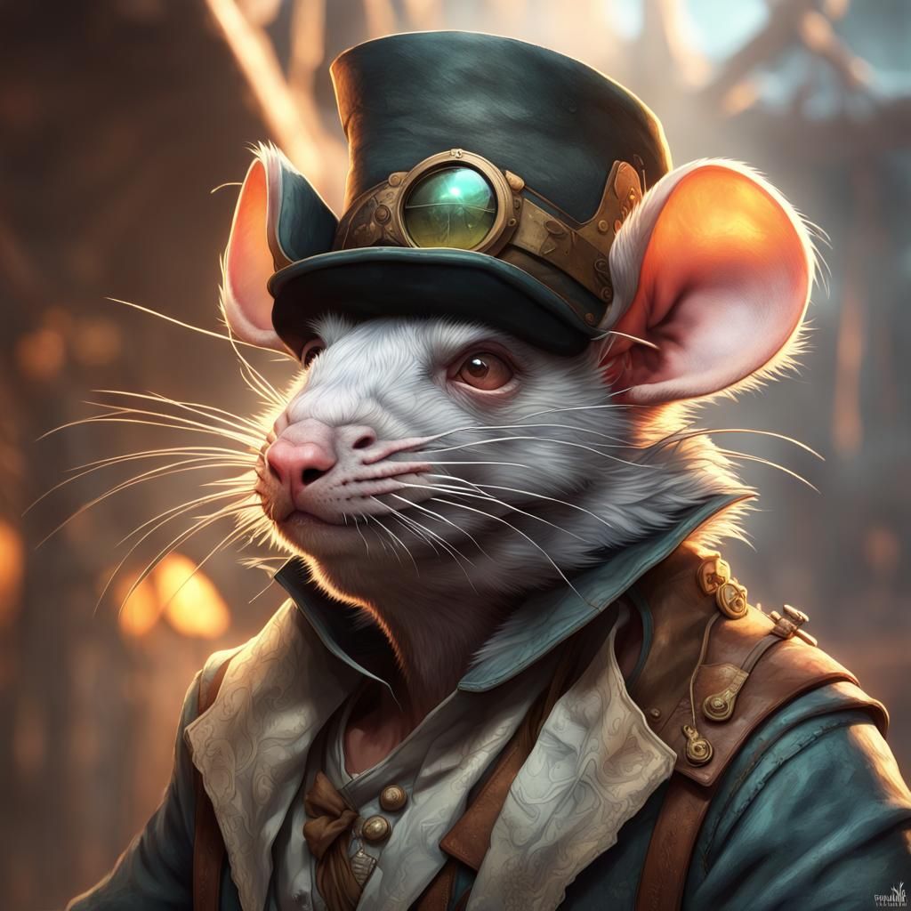 Disheveled Rat-Man Adventurer Portrait in 8K