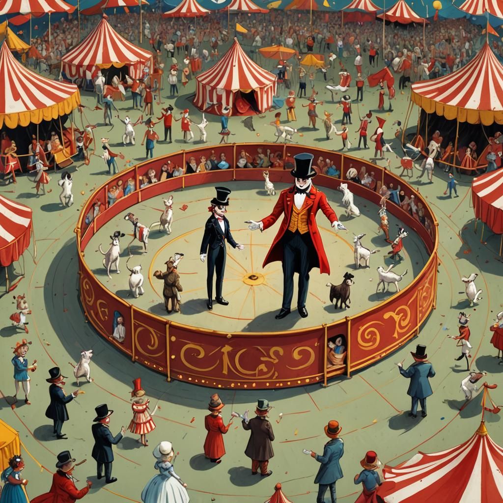 Flea Circus: Whimsical Illustration in Children's Book Style