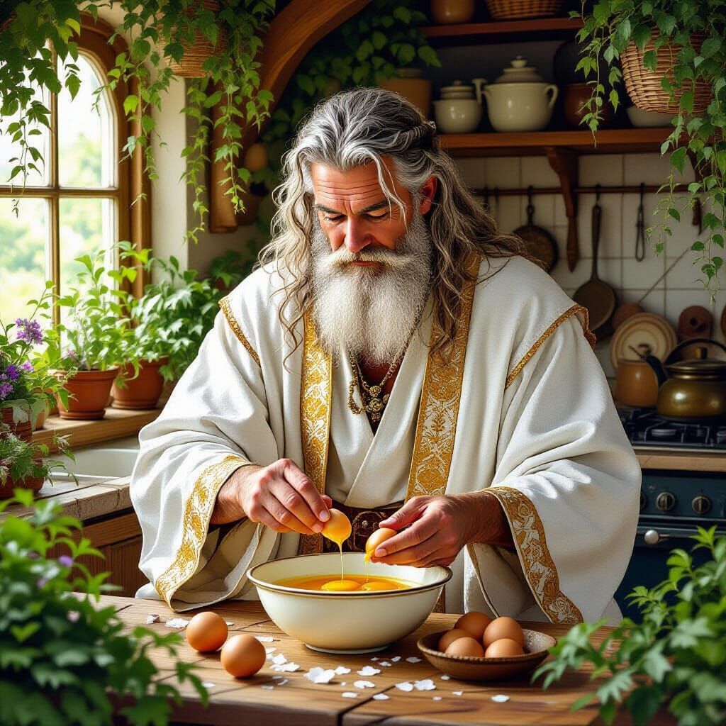 Cozy Kitchen Scene: Old Healer's Breakfast
