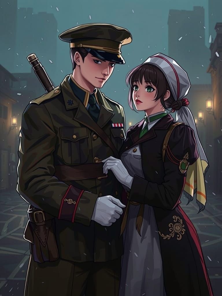 Passionate War-Time Romance in a Watercolor Anime Style