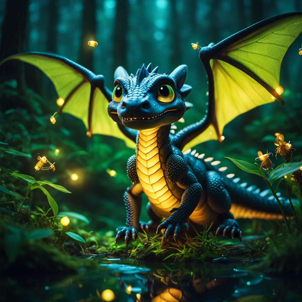 Dragon Cub's Firefly Game: Cinematic Swamp Scene