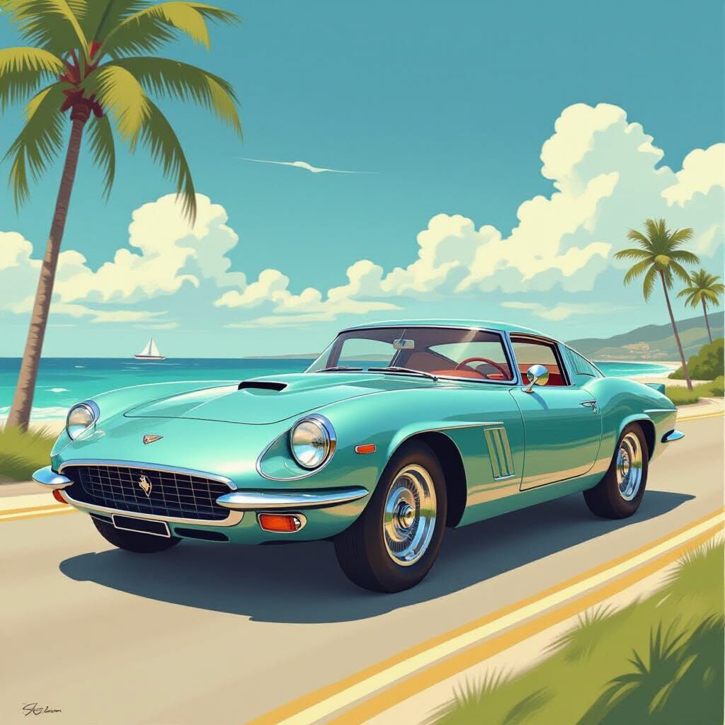 Vintage Italian Sports Car in Sleek 1960s Style
