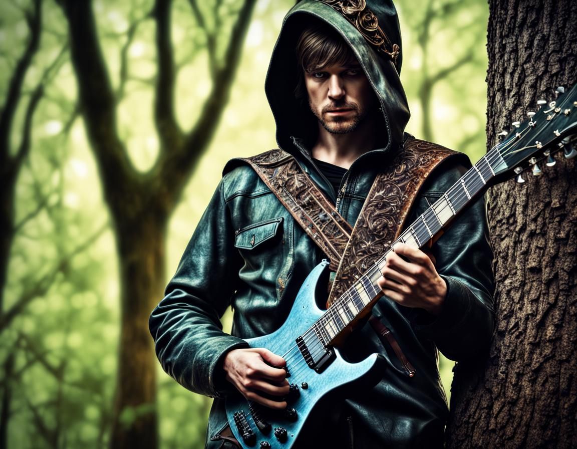 Hyperrealistic Heavy Metal Robin Hood Guitar Solo