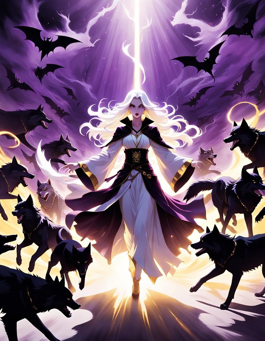 Dazzling White Witch Confronts Dark Werewolves in Cinematic...