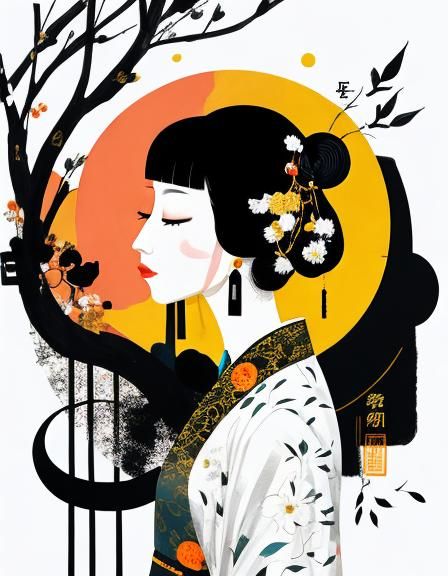 Woman in Style of Wu Guanzhong Painting