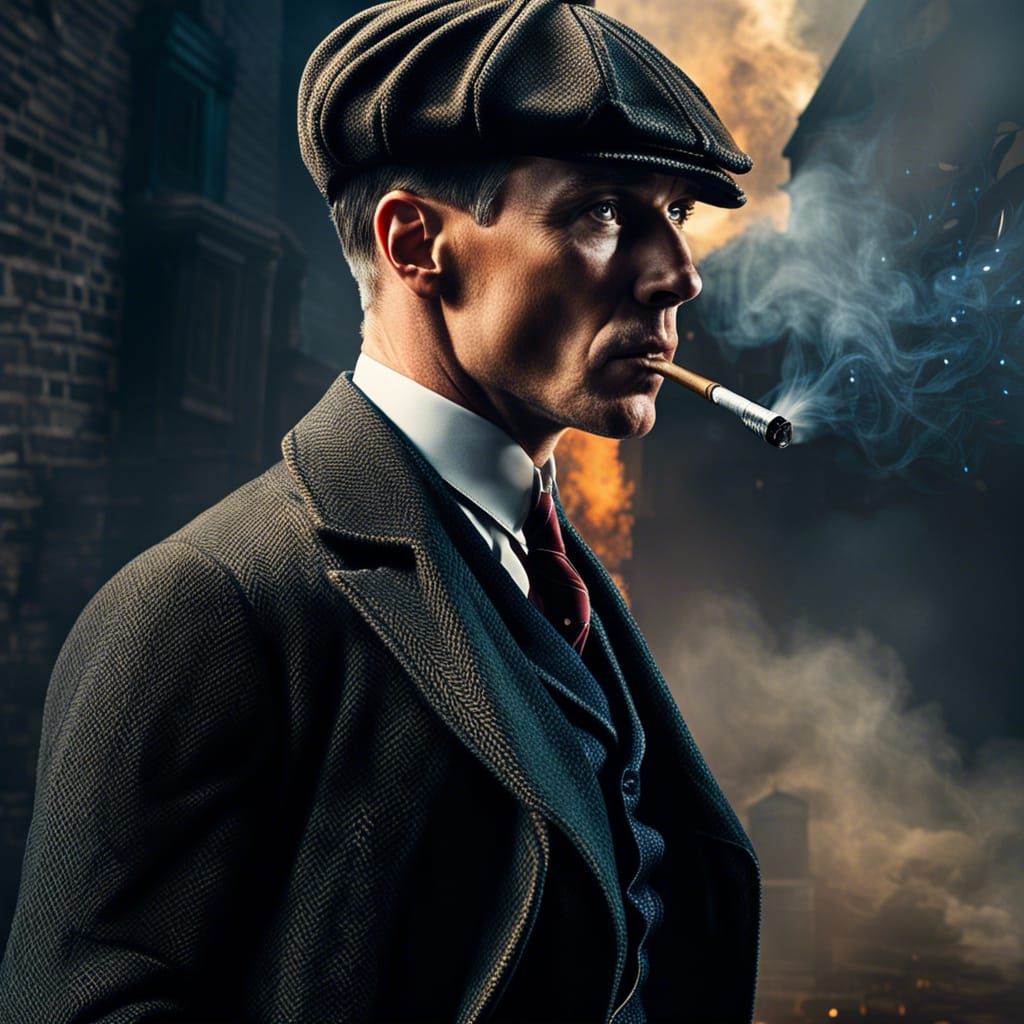 Thomas Shelby , Peaky Blinders smoking a cigarette