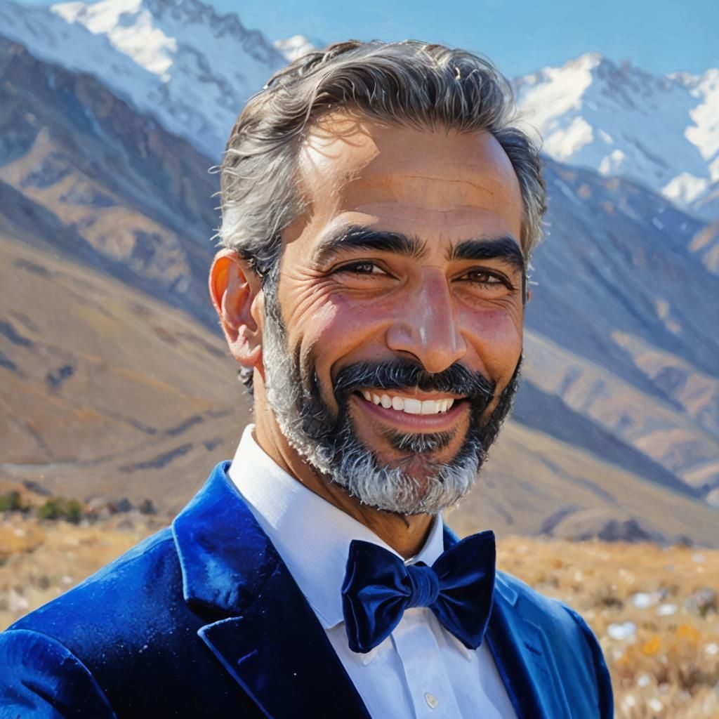 Man in Blue Velvet Suit, Impressionist Style