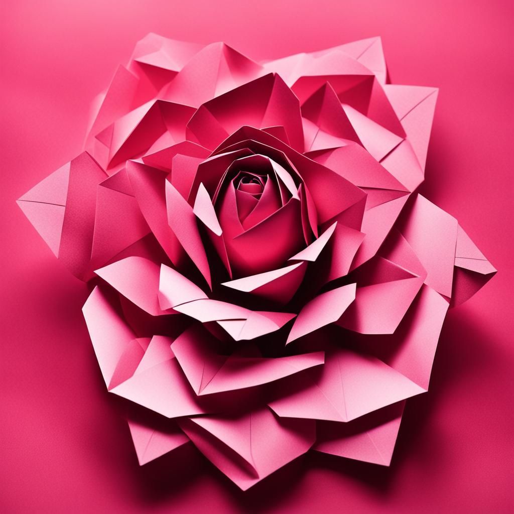 Origami Rose Silhouette Papercraft in 8K