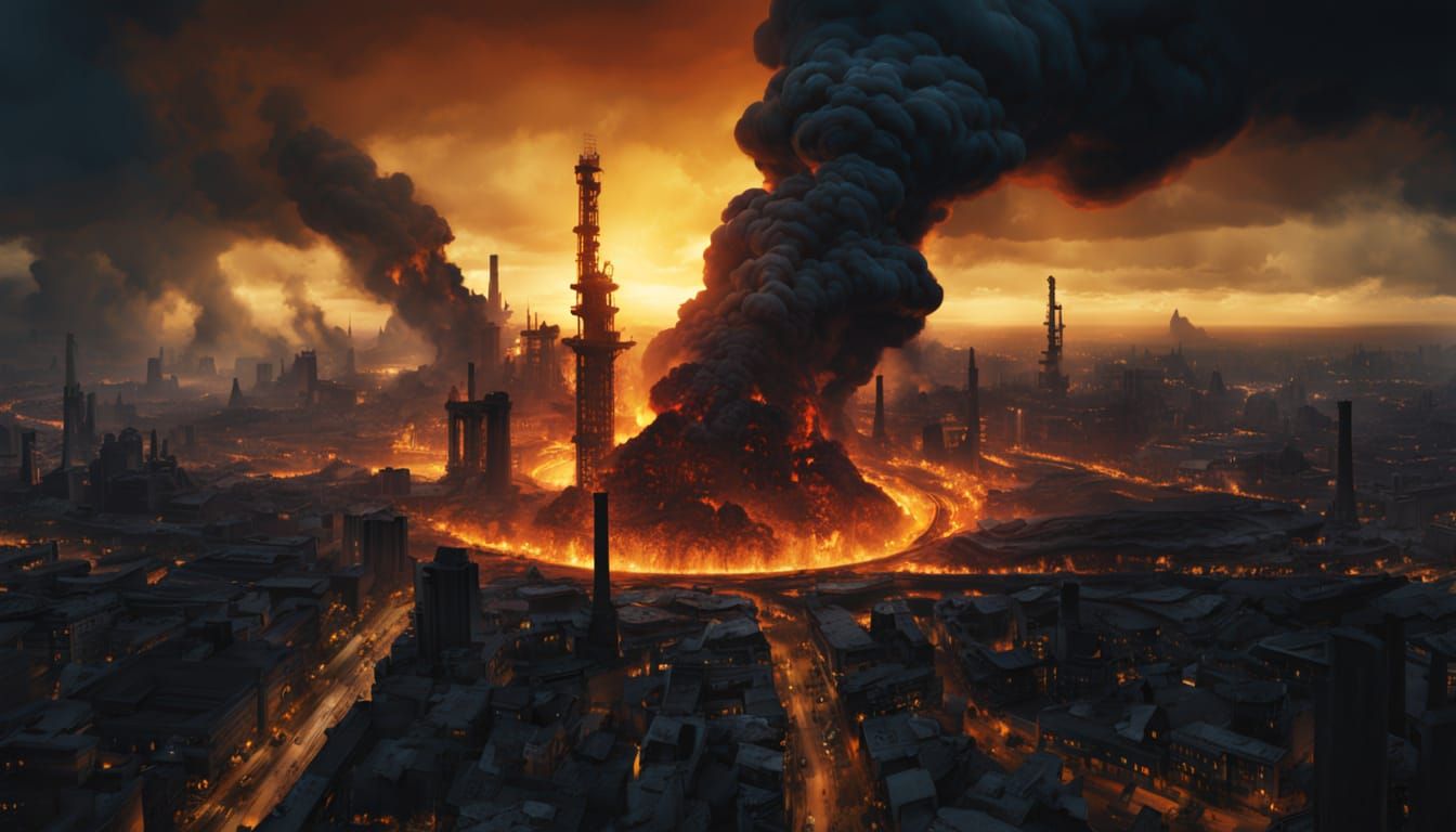 City Melting in Atmospheric Digital Painting