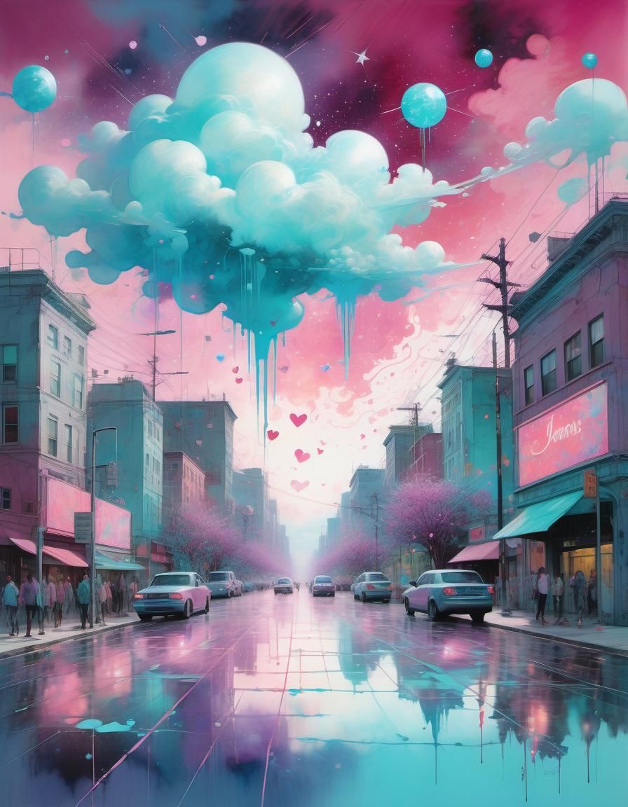 Psychedelic Swirls: Hearts, Clouds, and Starbursts in Waterc...