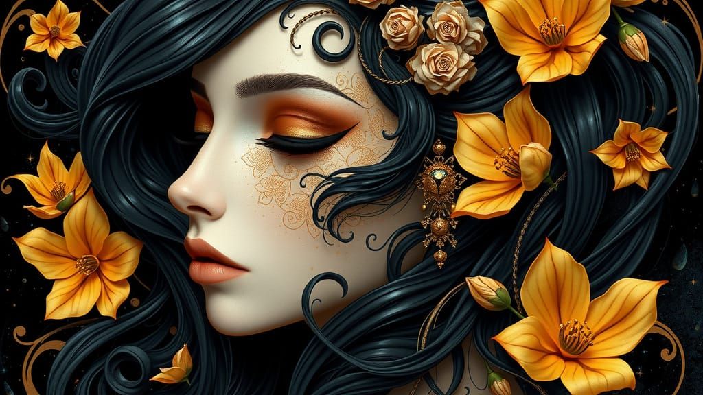 Ethereal Woman Blends Art Nouveau and Surrealism in Celestia...