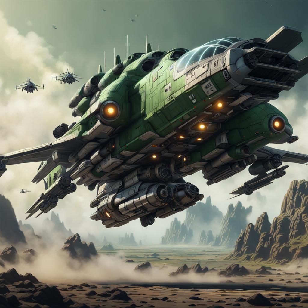 Planetary Landfall: Dropships in Chris Foss Style