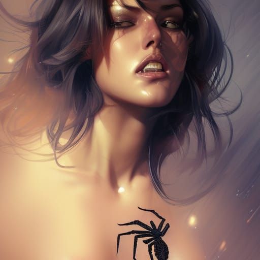 Tattooed Police Girl Portrait in Hyperdetailed Style