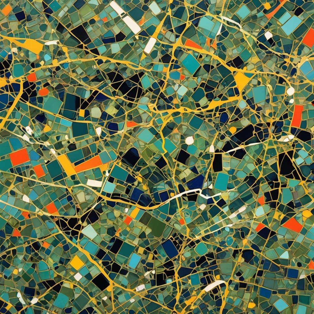 Abstract Cityscape at Night in Complementary Colors