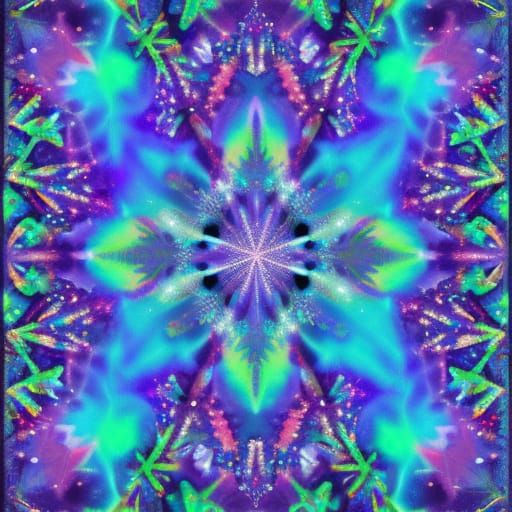 Psychedelic pearlescent white holographic snowflakes with purple holographic accents& blue holographic accents& sliver h...