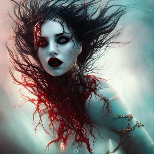 Underwater Zombie Enchantress in Fantasy Art Style