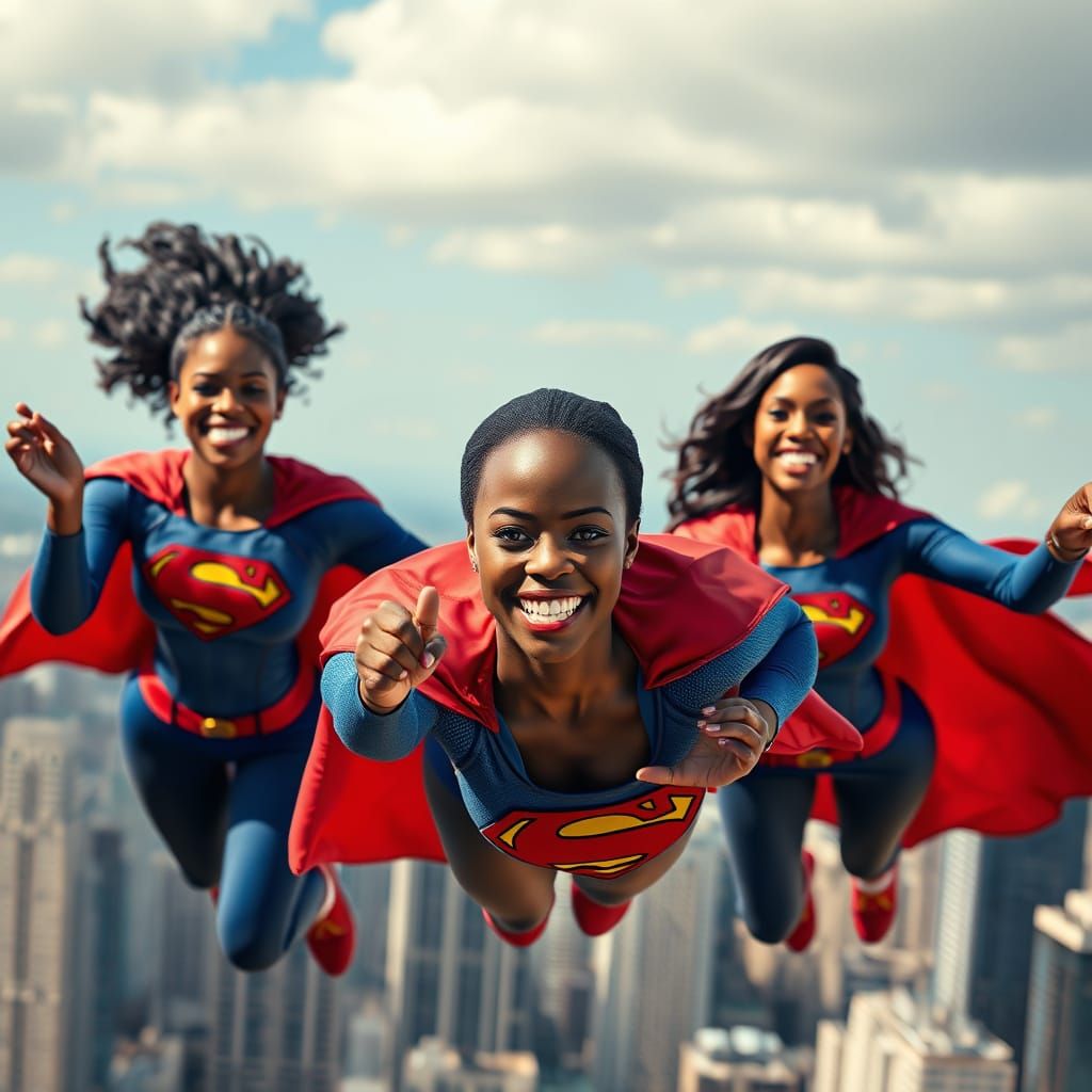 Dark Skinned Superheroines Soar in Movie Realistic Style