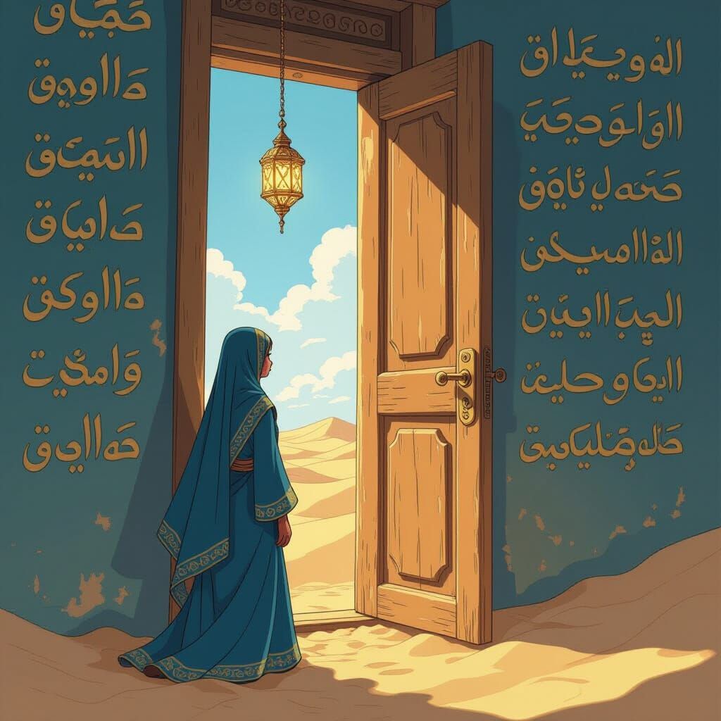 Anime Portal with Woman in Arabic Clothes