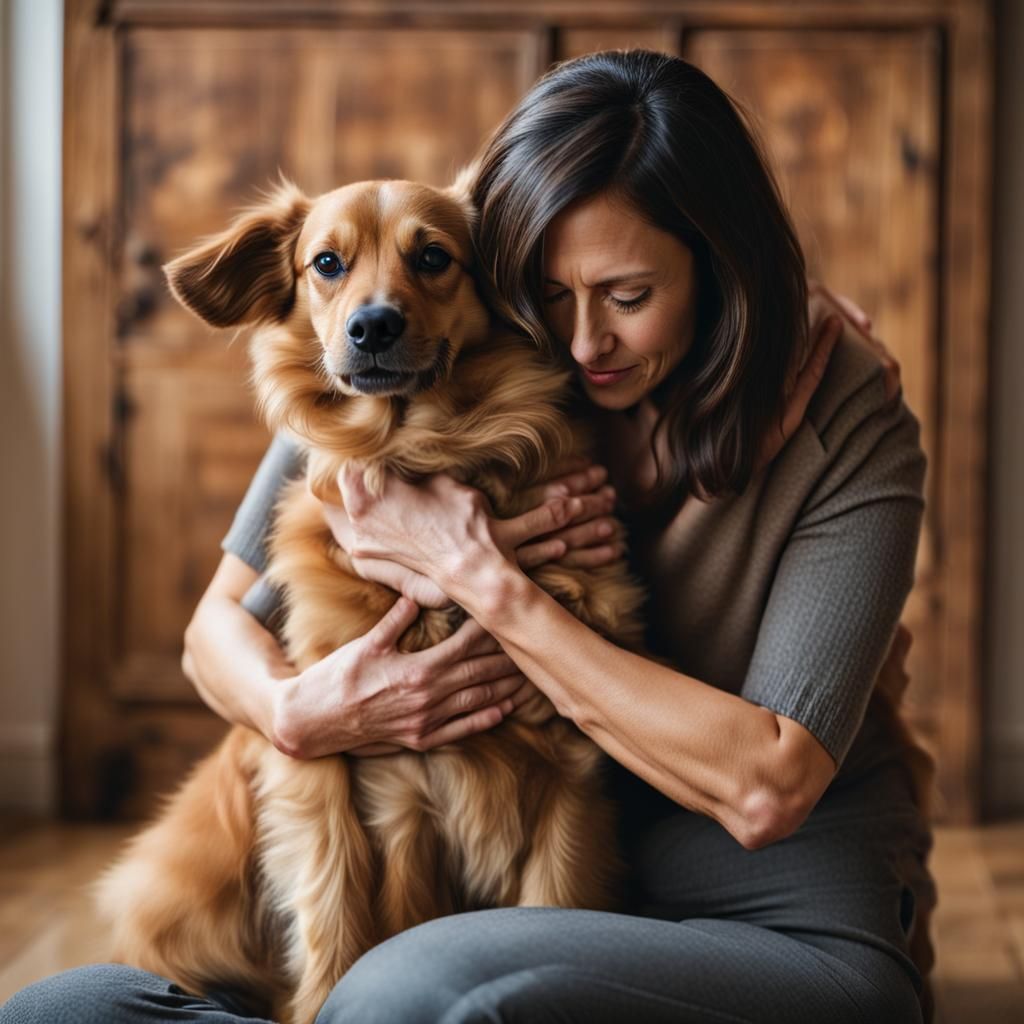 Woman and Dog: Cozy Colonial Living Room