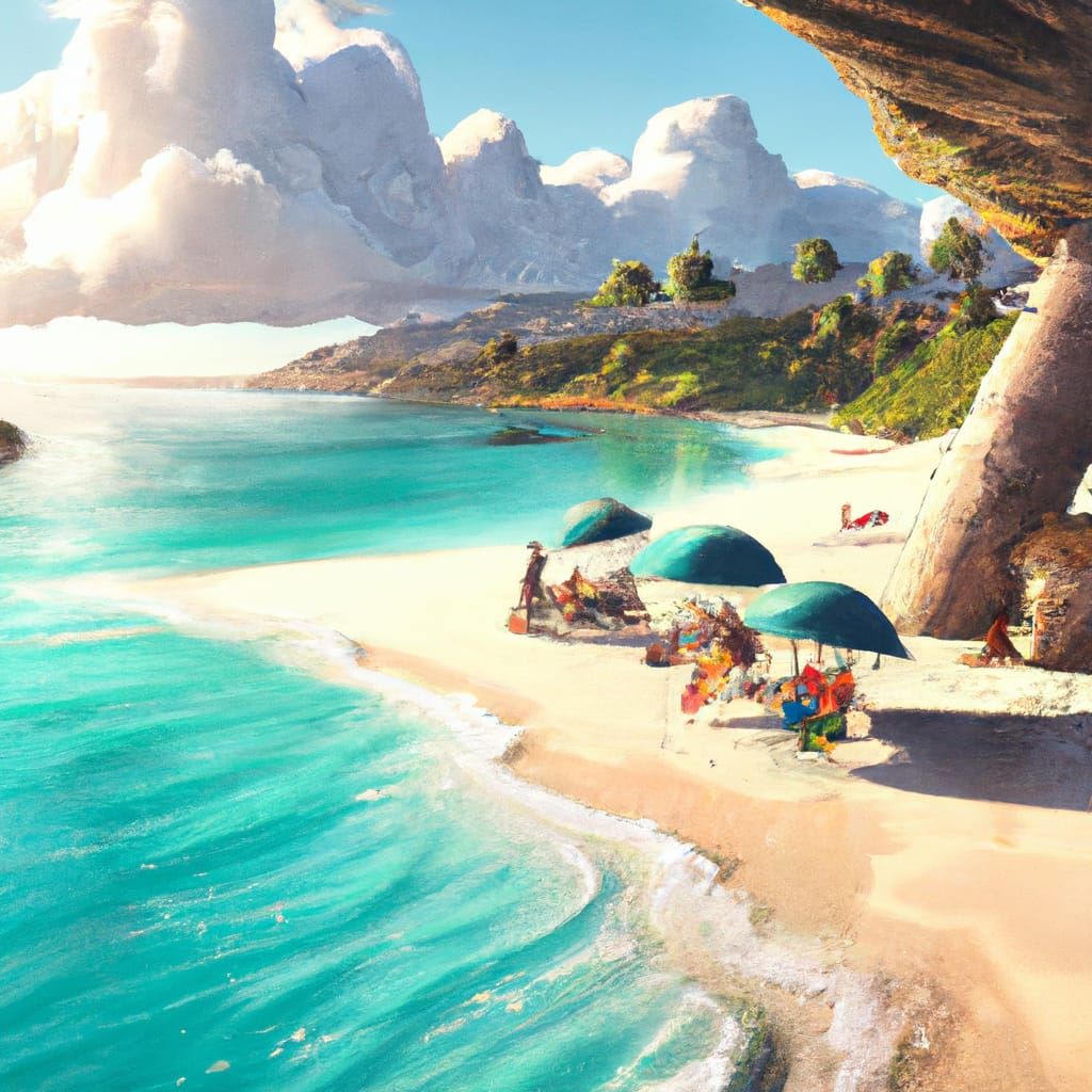 Hyperdetailed Beach Scene in Photorealism Style