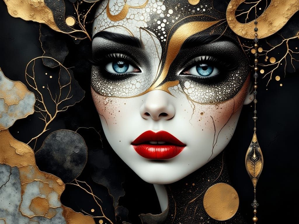 Woman in Abstract Body Paint as Digital Art