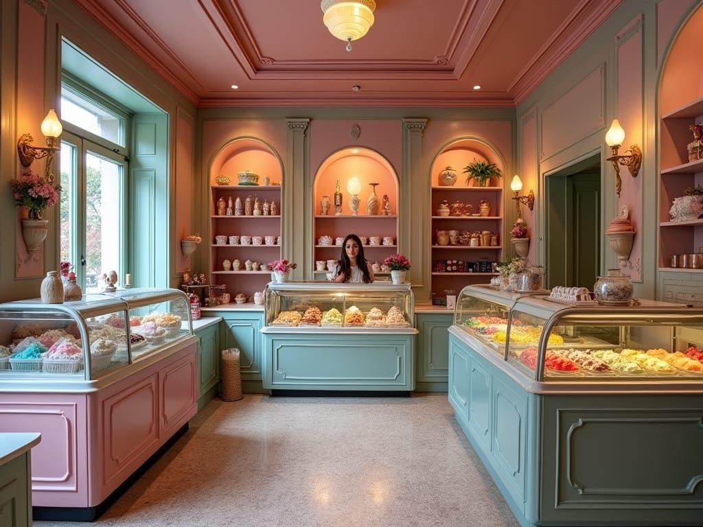 Vintage Ice Cream Shop Interior in Classic Photography Style