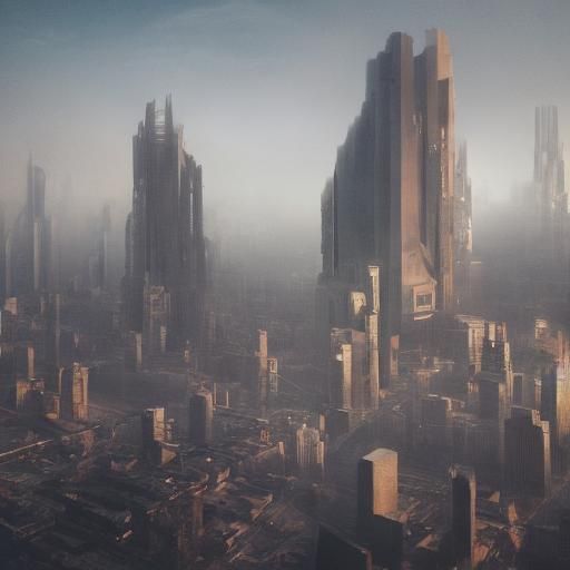 Dystopian Cityscape Inspired by Beksiński and Mandelbrot