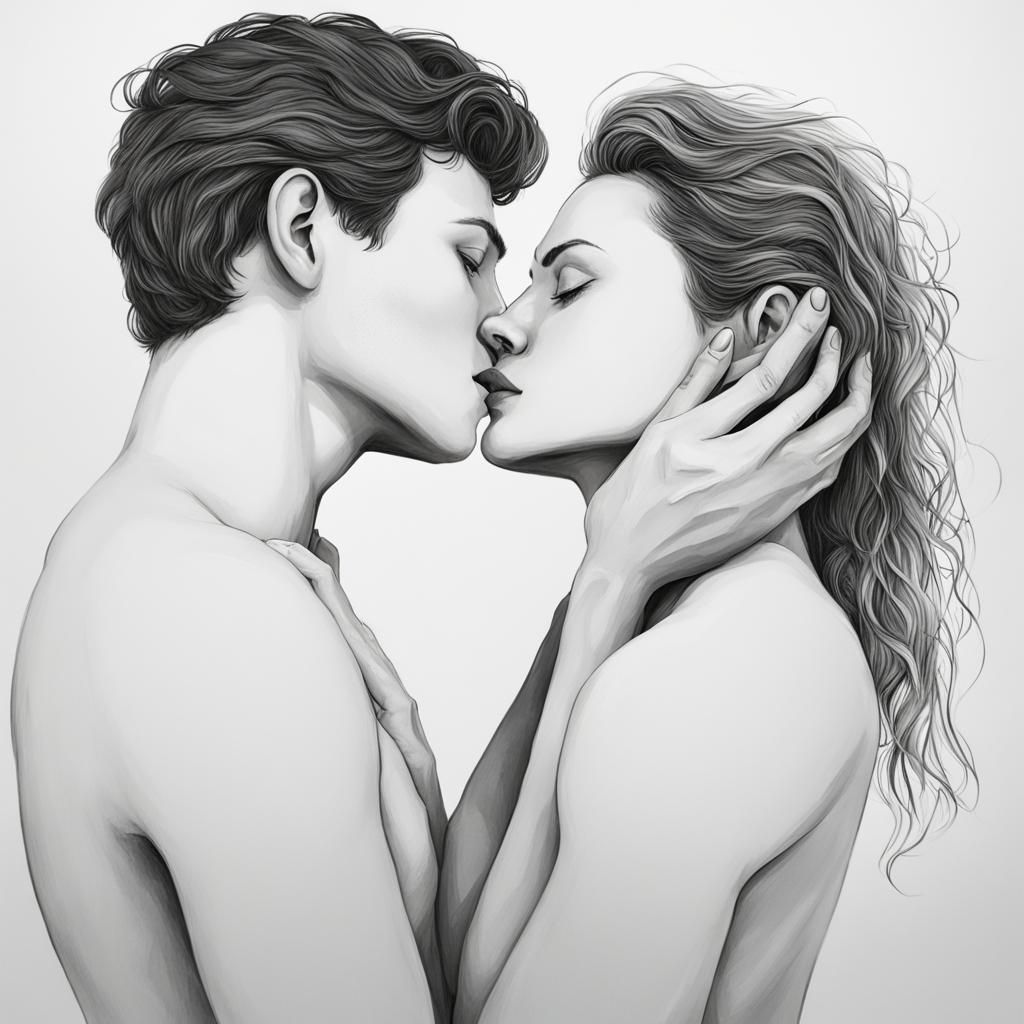 Abstract Image of Embracing Lovers