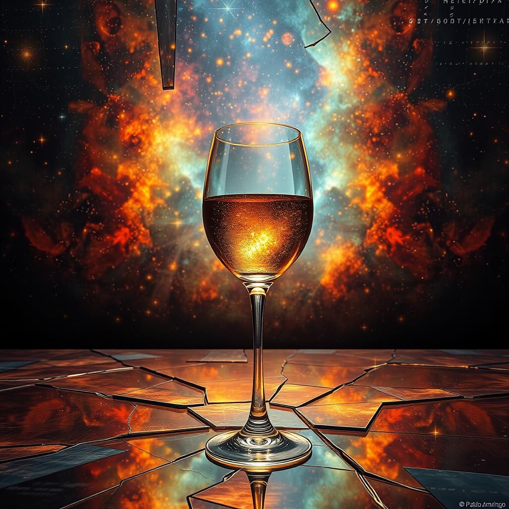 Broken Wine Glass: Holographic Cosmic Illustration