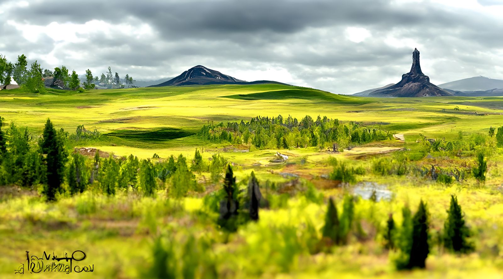 Scenic Landscape Vista in Style of Classic Photography