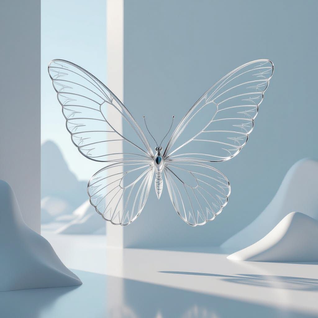 Translucent Wings Optical Illusion in Digital Art Style