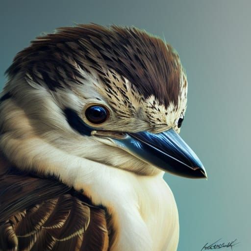 Kookaburra Portrait in Art Nouveau Style