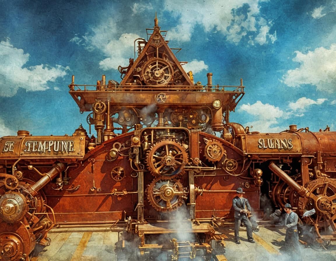 Detailed Steampunk Engine Illustration